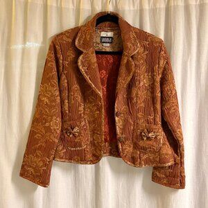 Yak Magik Small Tapestry Jacket Embellished Buttons Boho Cropped Blazer